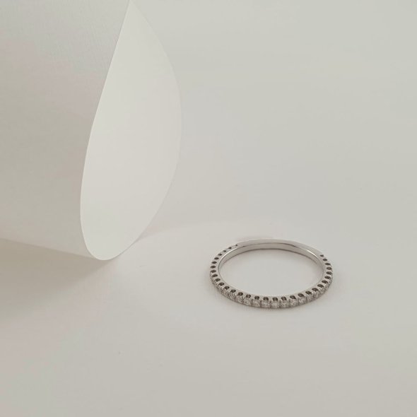 Δαχτυλίδι σειρέ από λευκόχρυσο με διαμάντια - ΛΕΥΚΟ, ΧΡΥΣΟΣ K18, ΔΙΑΜΑΝΤΙ, G, 0,329, VS - 1