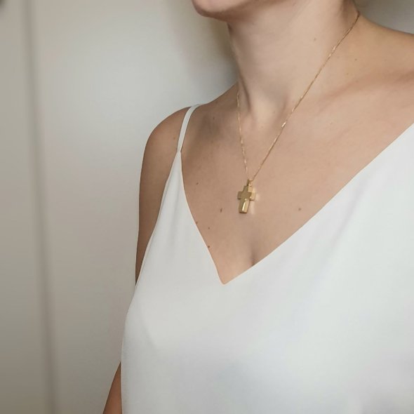 Σταυρός χρυσός λιτός - ΚΙΤΡΙΝΟ, ΧΡΥΣΟΣ K14 - 3