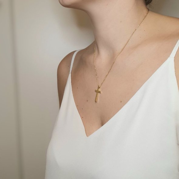 Σταυρός χρυσός λιτός - ΚΙΤΡΙΝΟ, ΧΡΥΣΟΣ K14 - 3