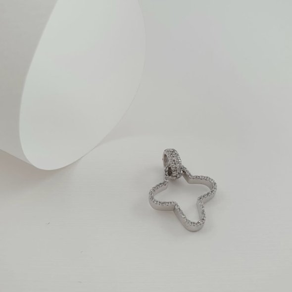 Σταυρός λευκόχρυσος λουλούδι με Ζιργκον - ΛΕΥΚΟ, ΧΡΥΣΟΣ K14, ΖΙΡΓΚΟΝ, WHITE