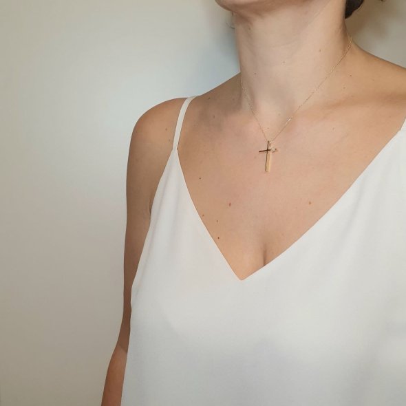 Σταυρός χρυσός με μαργαριτάρι - ΚΙΤΡΙΝΟ, ΧΡΥΣΟΣ K14, ΜΑΡΓΑΡΙΤΑΡΙ, WHITE - 3