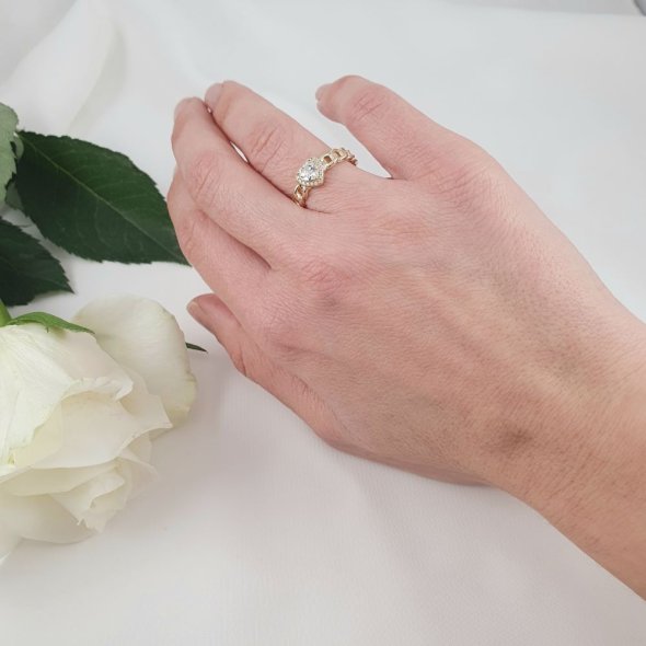 Δαχτυλίδι αλυσίδα με καρδιά με Ζιργκον - ΚΙΤΡΙΝΟ, ΑΣΗΜΙ, ΖΙΡΓΚΟΝ, WHITE - 1