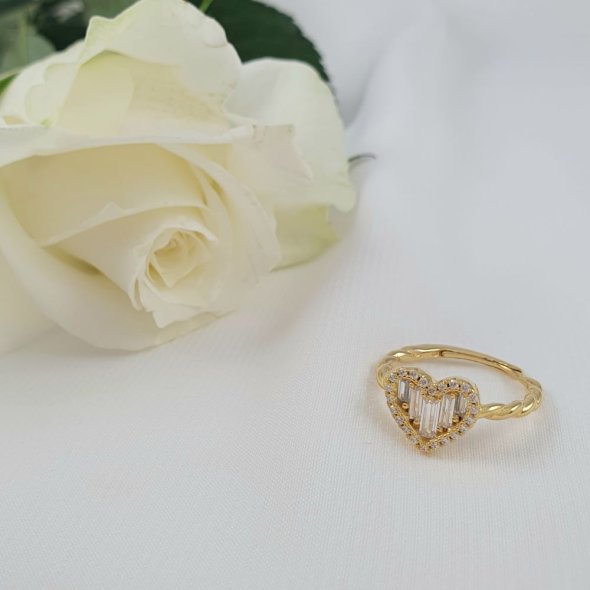 Δαχτυλίδι στριφτό με καρδιά & Ζιργκον - ΚΙΤΡΙΝΟ, ΑΣΗΜΙ, ΖΙΡΓΚΟΝ, WHITE - 1
