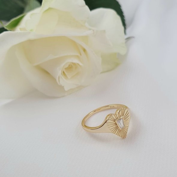 Δαχτυλίδι καρδιά με Ζιργκον - ΚΙΤΡΙΝΟ, ΑΣΗΜΙ, ΖΙΡΓΚΟΝ, WHITE