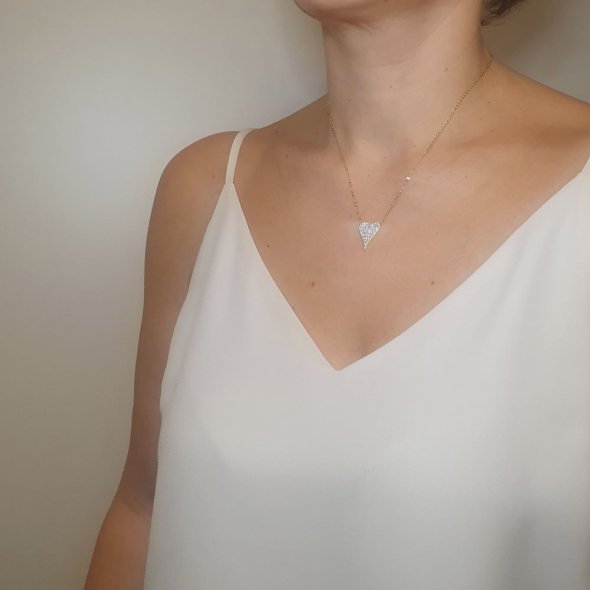 Κολιέ αλυσίδα με καρδιά με Ζιργκον - ΚΙΤΡΙΝΟ, ΑΣΗΜΙ, ΖΙΡΓΚΟΝ, WHITE - 1