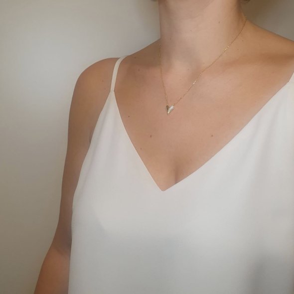 Κολιέ αλυσίδα με καρδιά & Ζιργκον - ΚΙΤΡΙΝΟ, ΑΣΗΜΙ, ΖΙΡΓΚΟΝ, WHITE - 2