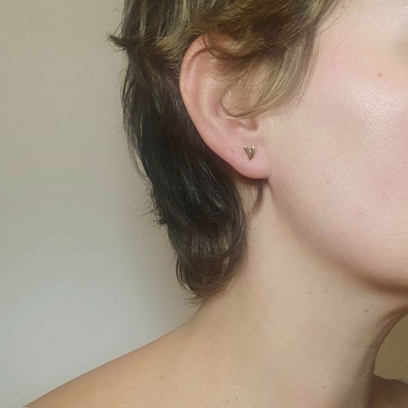 Σκουλαρίκια καρδιές μικρές κολλητές - ΚΙΤΡΙΝΟ, ΑΣΗΜΙ - 1