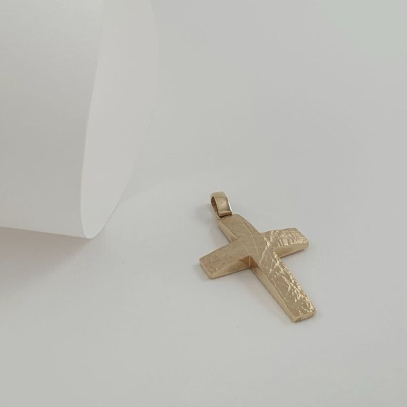 Σταυρός χρυσός 2 όψεων - ΚΙΤΡΙΝΟ, ΧΡΥΣΟΣ K14