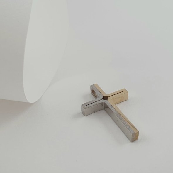 Σταυρός χρυσός δίχρωμος  - ΚΙΤΡΙΝΟ, ΧΡΥΣΟΣ K14