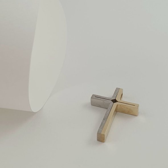 Σταυρός χρυσός δίχρωμος  - ΚΙΤΡΙΝΟ, ΧΡΥΣΟΣ K14 - 1