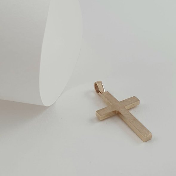 Σταυρός χρυσός 2 όψεων - ΚΙΤΡΙΝΟ, ΧΡΥΣΟΣ K14