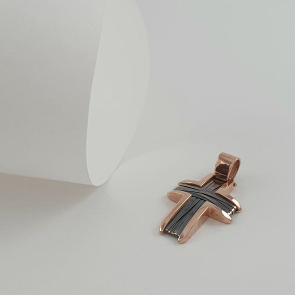 Σταυρός ροζ χρυσό με σύρμα - ΡΟΖ, ΧΡΥΣΟΣ K14 - 1