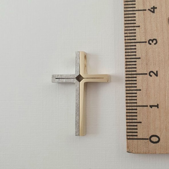 Σταυρός χρυσός δίχρωμος  - ΚΙΤΡΙΝΟ, ΧΡΥΣΟΣ K14 - 2