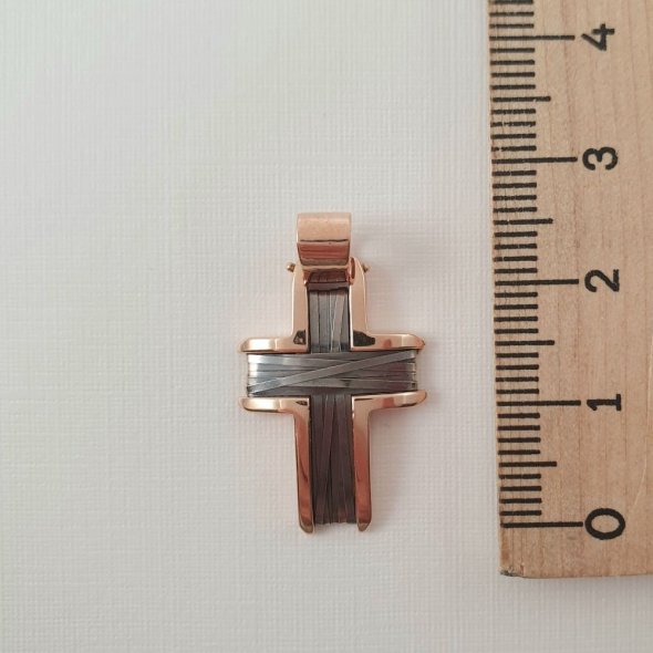 Σταυρός ροζ χρυσό με σύρμα - ΡΟΖ, ΧΡΥΣΟΣ K14 - 2