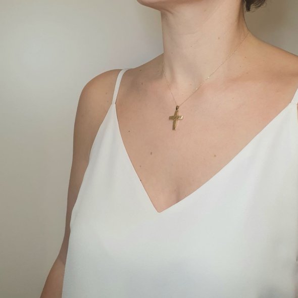 Σταυρός χρυσός 2 όψεων - ΚΙΤΡΙΝΟ, ΧΡΥΣΟΣ K14 - 3