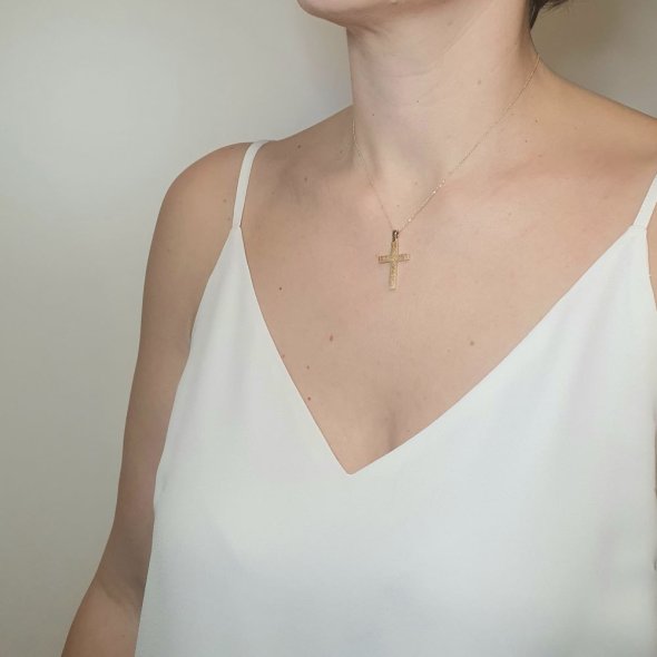 Σταυρός χρυσός 2 όψεων - ΚΙΤΡΙΝΟ, ΧΡΥΣΟΣ K14 - 3