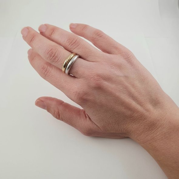 Δαχτυλίδι χρυσό διπλό δίχρωμο - ΚΙΤΡΙΝΟ-ΛΕΥΚΟ, ΧΡΥΣΟΣ K14 - 2