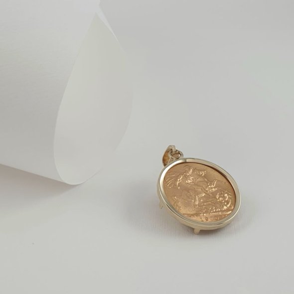 Μενταγιόν λιροθήκη χρυσή λιτή - ΚΙΤΡΙΝΟ, ΧΡΥΣΟΣ K14