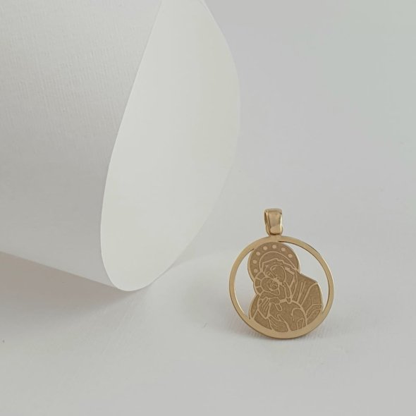 Μενταγιόν Παναγία χρυσό - ΚΙΤΡΙΝΟ, ΧΡΥΣΟΣ K14