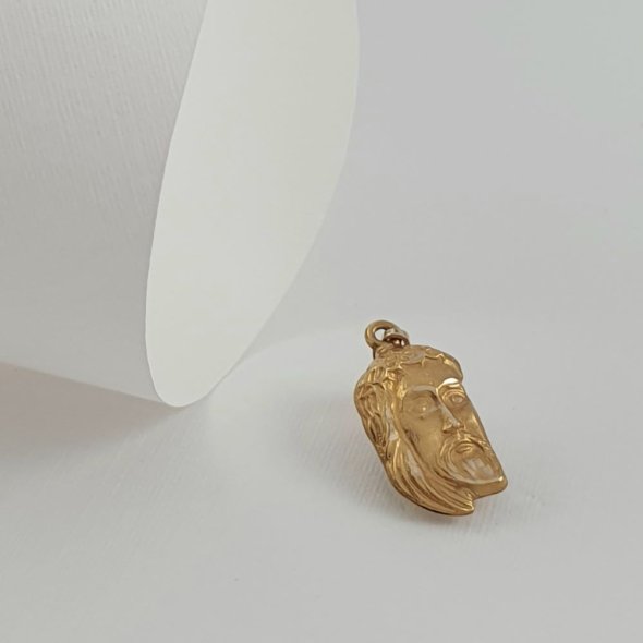 Μενταγιόν Φυλακτό Κεφαλή Χριστού Χρυσή - ΚΙΤΡΙΝΟ, ΧΡΥΣΟΣ K14