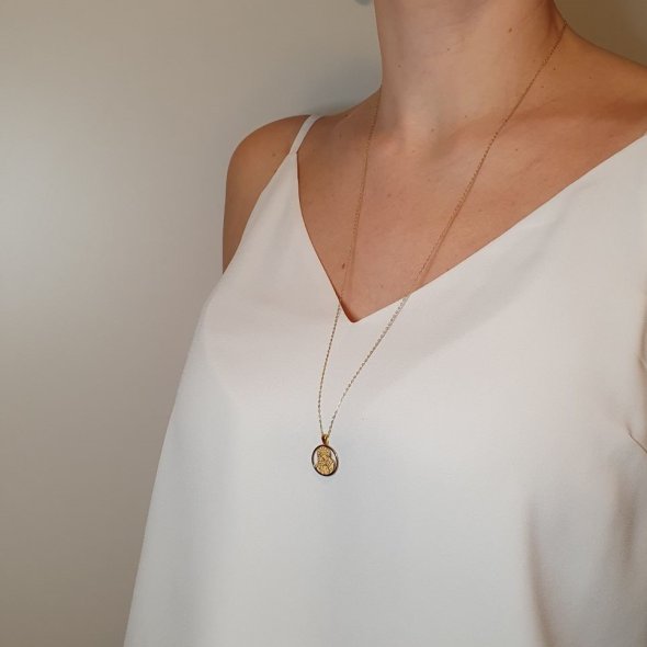 Μενταγιόν Παναγία χρυσό - ΚΙΤΡΙΝΟ, ΧΡΥΣΟΣ K14 - 2