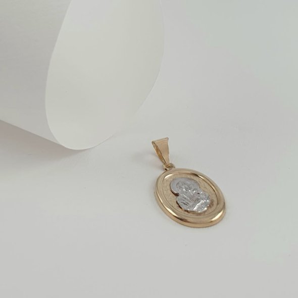 Μενταγιόν Παναγία Χρυσό 2χρωμο Οβάλ - ΚΙΤΡΙΝΟ-ΛΕΥΚΟ, ΧΡΥΣΟΣ K9 - 1