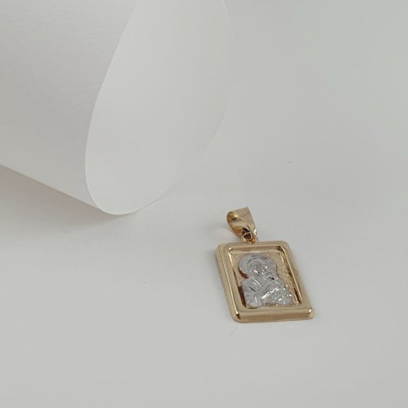 Μενταγιόν Παναγία χρυσό 2χρωμο - ΚΙΤΡΙΝΟ-ΛΕΥΚΟ, ΧΡΥΣΟΣ K9 - 1