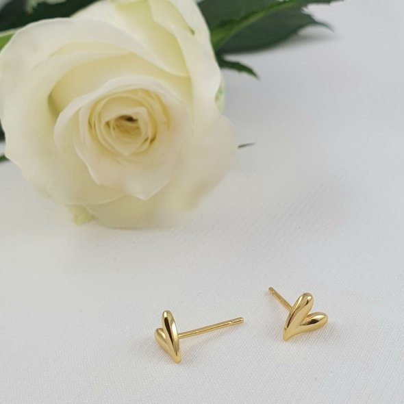 Σκουλαρίκια καρδιές μικρές κολλητές - ΚΙΤΡΙΝΟ, ΑΣΗΜΙ