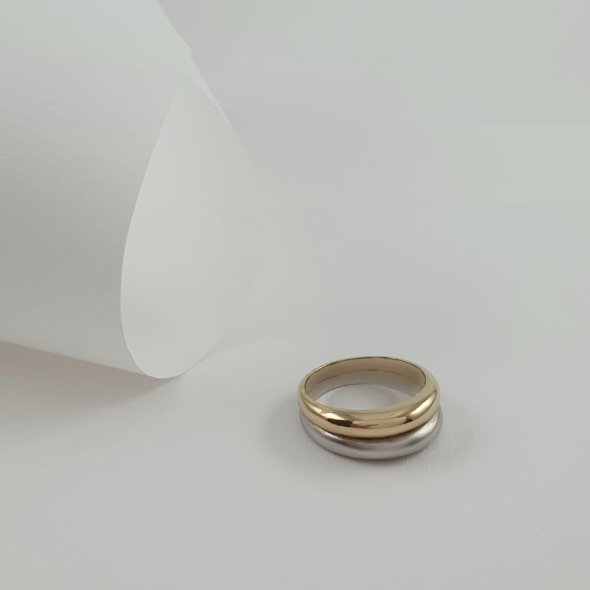 Δαχτυλίδι χρυσό διπλό δίχρωμο - ΚΙΤΡΙΝΟ-ΛΕΥΚΟ, ΧΡΥΣΟΣ K14 - 1