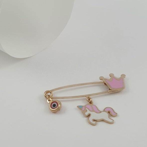 Παραμάνα φυλαχτό με μάτι, στέμμα & μονόκερο - ΚΙΤΡΙΝΟ, ΑΣΗΜΙ, ΣΜΑΛΤΟ, PINK, ΣΜΑΛΤΟ, WHITE