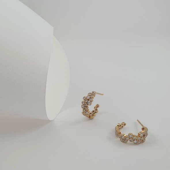 Σκουλαρίκια κρίκοι με Ζιργκον - ΚΙΤΡΙΝΟ, ΑΣΗΜΙ, ΖΙΡΓΚΟΝ, WHITE