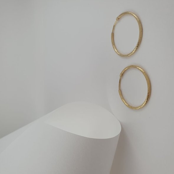 Σκουλαρίκια κρίκοι στριφτοί μεσαίοι - ΚΙΤΡΙΝΟ, ΑΣΗΜΙ - 1