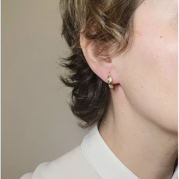 Σκουλαρίκια κρίκοι διαμανταριστοί μικροί - ΚΙΤΡΙΝΟ, ΑΣΗΜΙ - 2