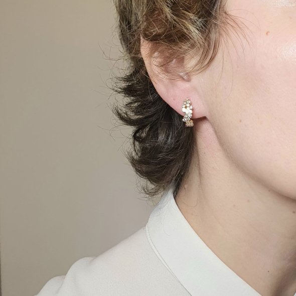 Σκουλαρίκια κρίκοι με Ζιργκον - ΚΙΤΡΙΝΟ, ΑΣΗΜΙ, ΖΙΡΓΚΟΝ, WHITE - 2