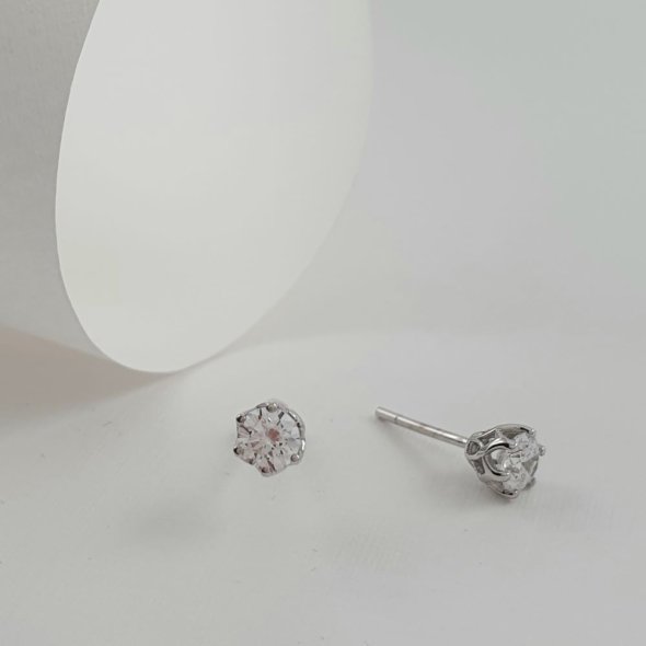 Σκουλαρίκια χρυσά κολλητά με Ζιργκον - ΚΙΤΡΙΝΟ, ΧΡΥΣΟΣ K9, ΖΙΡΓΚΟΝ, WHITE