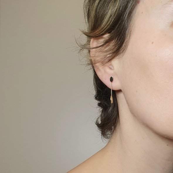 Σκουλαρίκια κρεμαστά χρυσά - ΚΙΤΡΙΝΟ, ΧΡΥΣΟΣ K14 - 1