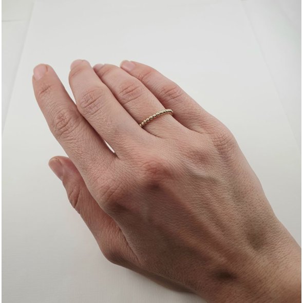 Δαχτυλίδι βέρα με χρυσές μπαλίτσες - ΚΙΤΡΙΝΟ, ΑΣΗΜΙ - 2