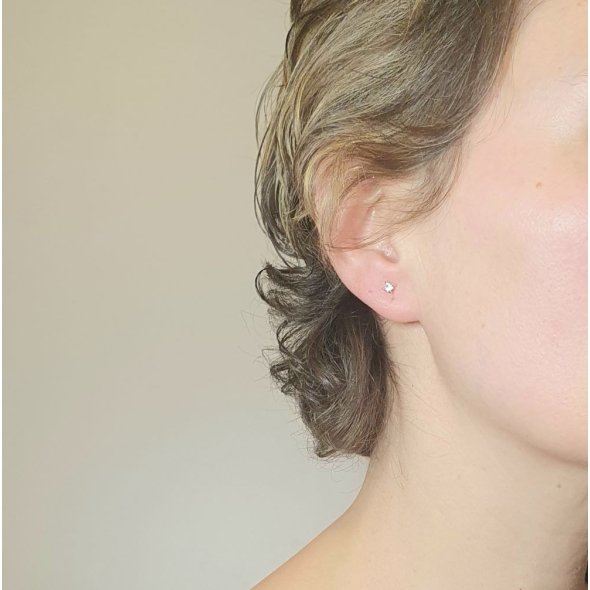 Σκουλαρίκια κολλητά με Ζιργκον - ΚΙΤΡΙΝΟ, ΑΣΗΜΙ, ΖΙΡΓΚΟΝ, WHITE - 3