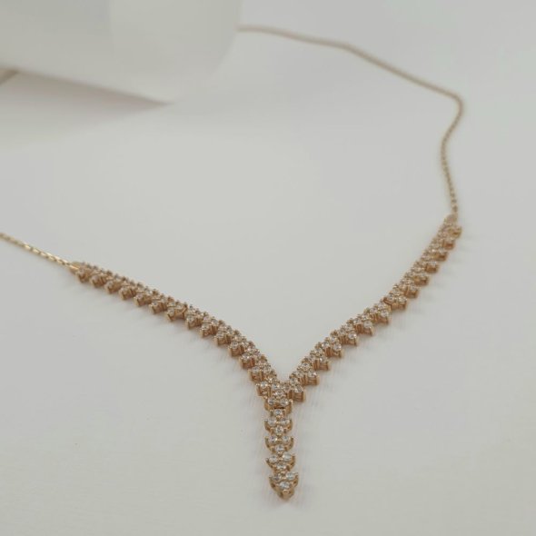 Κολιέ ριβιέρα χρυσό με λευκά Ζιργκον - ΚΙΤΡΙΝΟ, ΧΡΥΣΟΣ K14, ΖΙΡΓΚΟΝ, WHITE