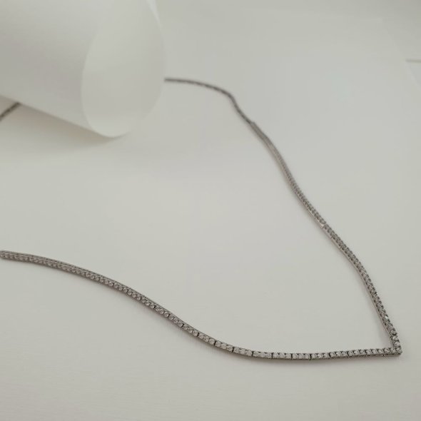 Κολιέ ριβιέρα λευκόχρυσο με λευκά Ζιργκον - ΛΕΥΚΟ, ΧΡΥΣΟΣ K14, ΖΙΡΓΚΟΝ, WHITE