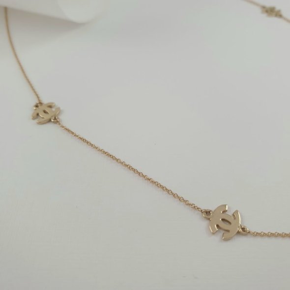 Κολιέ αλυσίδα χρυσό με μονογράμματα Chanel - ΚΙΤΡΙΝΟ, ΧΡΥΣΟΣ K14 - 1