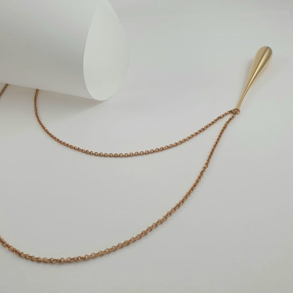 Κολιέ αλυσίδα χρυσό με λαμπερή σταγόνα  - ΚΙΤΡΙΝΟ, ΧΡΥΣΟΣ K14