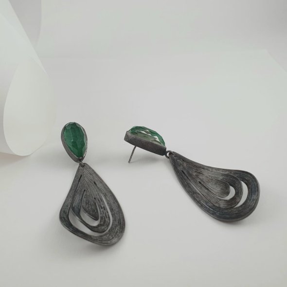 Σκουλαρίκια κρεμαστά ασημένιο με πέτρα Jade - ΛΕΥΚΟ, ΑΣΗΜΙ, ΝΕΦΡΙΤΗΣ, GREEN 