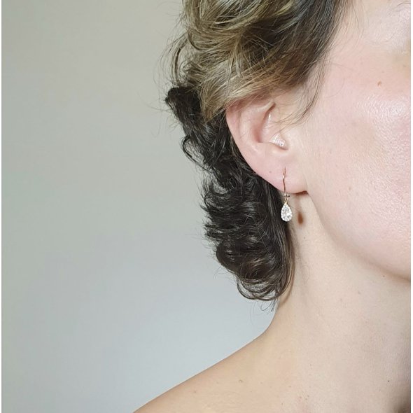 Σκουλαρίκια χρυσά κρεμαστά με Ζιργκον - ΚΙΤΡΙΝΟ, ΧΡΥΣΟΣ K9, ΖΙΡΓΚΟΝ, WHITE - 2