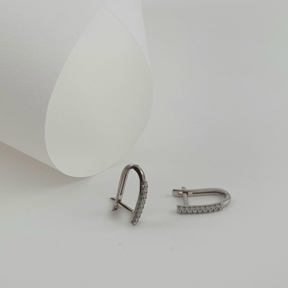 Σκουλαρίκια λευκόχρυσα με Ζιργκον - ΛΕΥΚΟ, ΧΡΥΣΟΣ K14, ΖΙΡΓΚΟΝ, WHITE