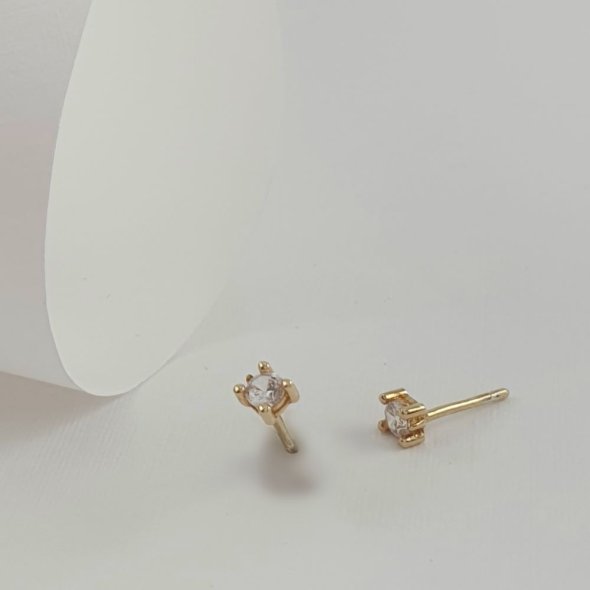 Σκουλαρίκια κολλητά με Ζιργκον - ΚΙΤΡΙΝΟ, ΑΣΗΜΙ, ΖΙΡΓΚΟΝ, WHITE - 2