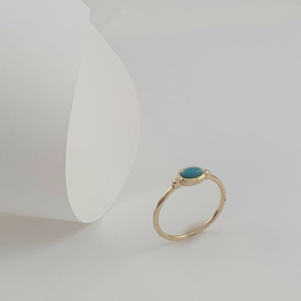 Δαχτυλίδι με οβάλ Τιρκουάζ - ΚΙΤΡΙΝΟ, ΑΣΗΜΙ, ΤΙΡΚΟΥΑΖ, TURQUOISE - 1