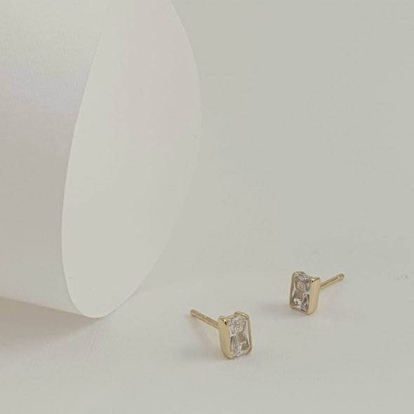 Σκουλαρίκια κολλητά με λευκό Ζιργκον - ΚΙΤΡΙΝΟ, ΑΣΗΜΙ, ΖΙΡΓΚΟΝ, WHITE