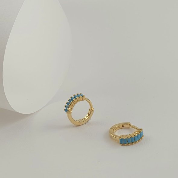 Σκουλαρίκια κρίκοι με Τιρκουάζ - ΚΙΤΡΙΝΟ, ΑΣΗΜΙ, ΤΙΡΚΟΥΑΖ, TURQUOISE
