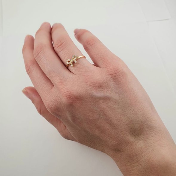 Δαχτυλίδι λεπτό με φιόγκο με Ζιργκον - ΚΙΤΡΙΝΟ, ΑΣΗΜΙ, ΖΙΡΓΚΟΝ, WHITE - 3